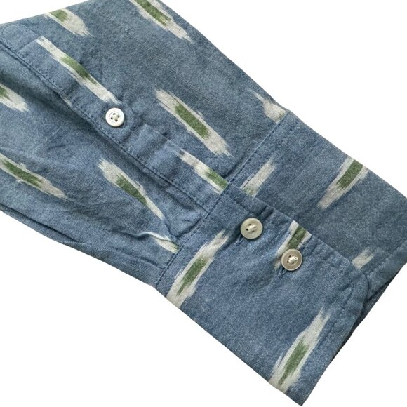 J. Crew women button down shirt sz 6/small abstract blue long sleeve 100% cotton - Picture 12 of 14